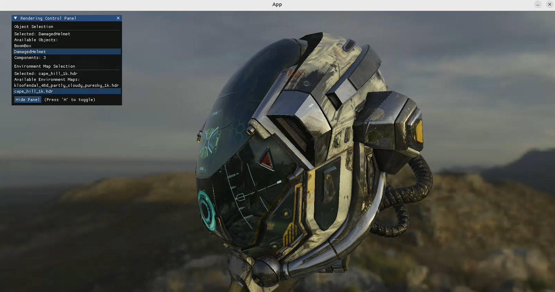 OpenGL 기반 PBR with IBL 개인 스터디 프로젝트 화면